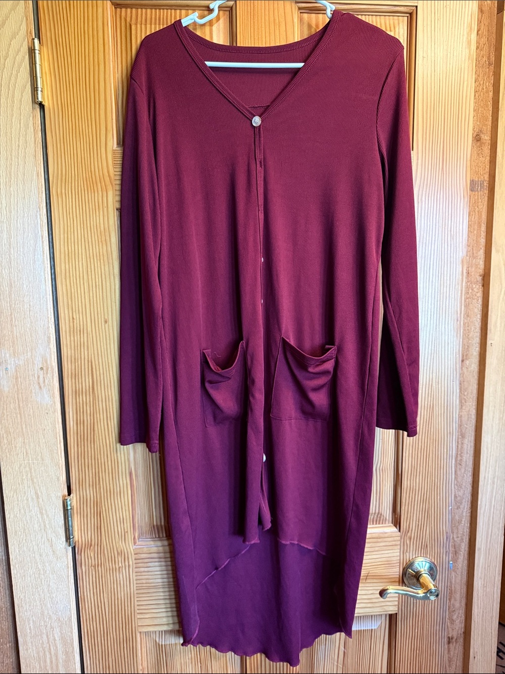 Long Burgundy Women's Cardigan Sweater